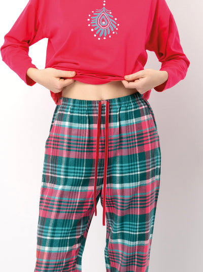 ŚWIĄTECZNA FLANELOWA PIŻAMA DAMSKA