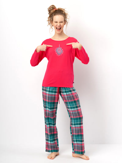 ŚWIĄTECZNA FLANELOWA PIŻAMA DAMSKA