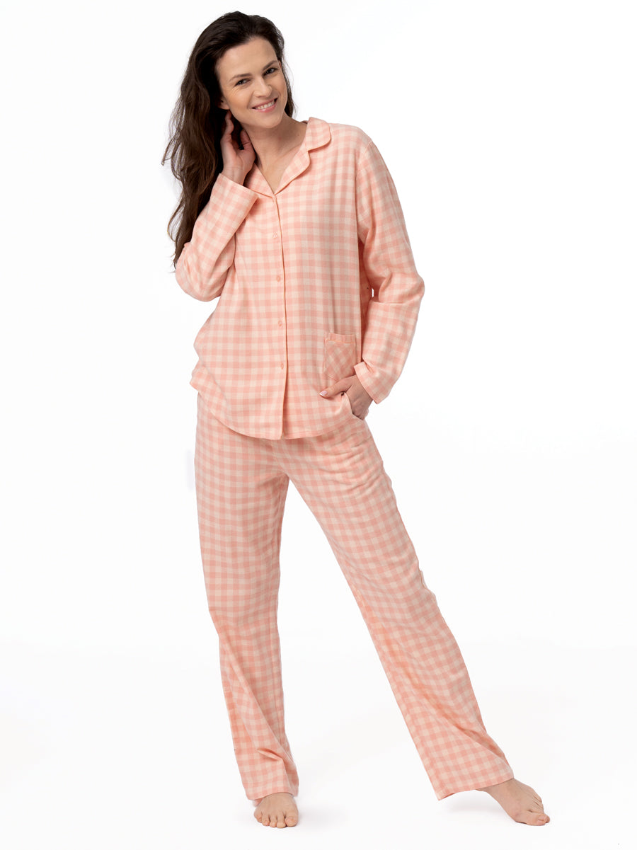 Klasyczna flanelowa piżama z koszulą i spodniami
