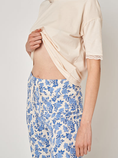 Bawełniana piżama z kwiatowym motywem