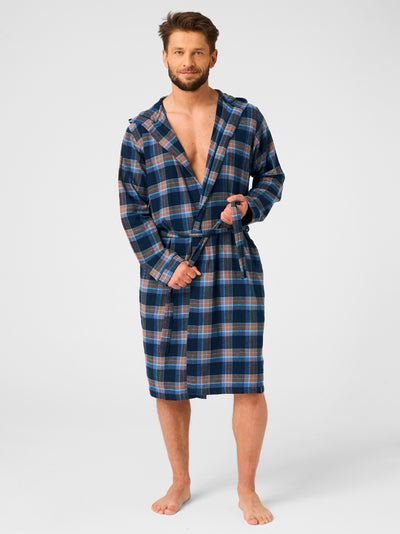 LEKKI FLANELOWY SZLAFROK MĘSKI