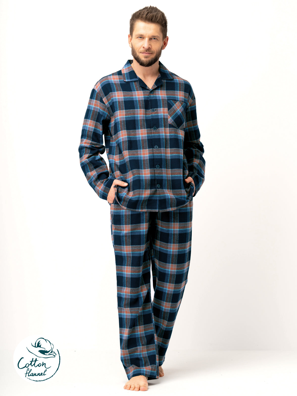 ELEGANCKA FLANELOWA PIŻAMA MĘSKA