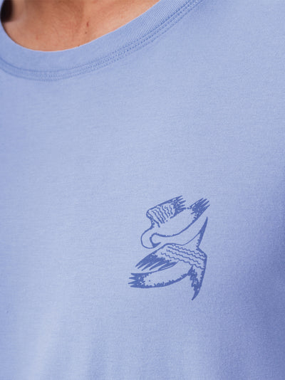 Niebieska piżama letnia z rysunkiem Ptaków