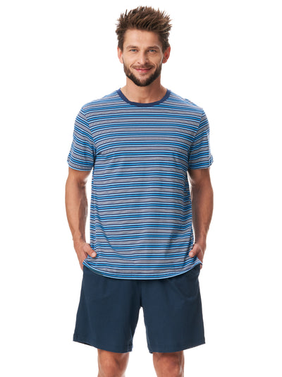 Krótka piżama męska w niebieskie paseczki